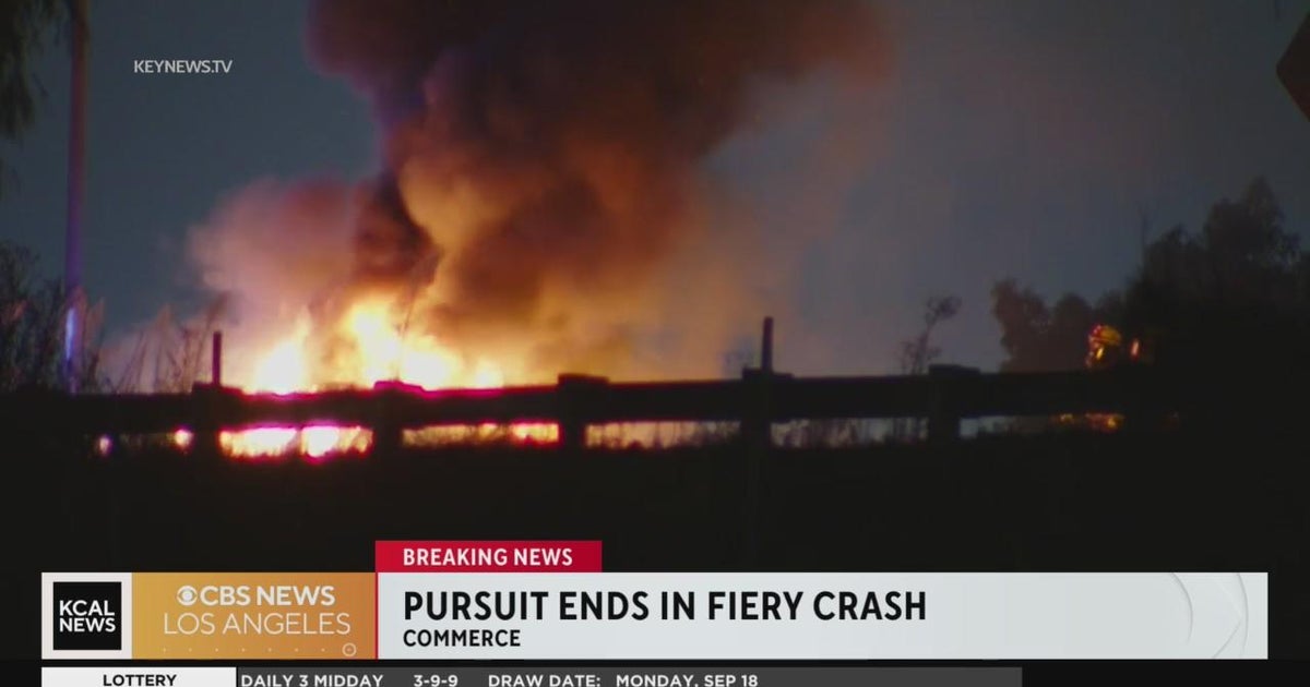 High-speed pursuit ends in fiery crash in Commerce - CBS Los Angeles