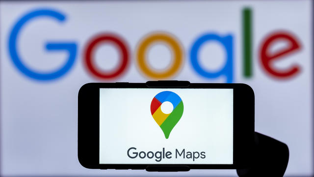 In this photo illustration, the logo of Google Maps is seen 