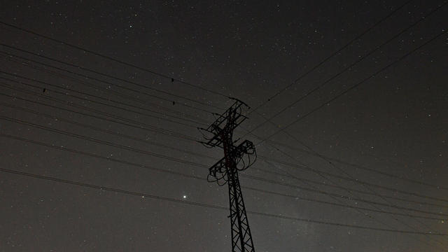power lines at night 