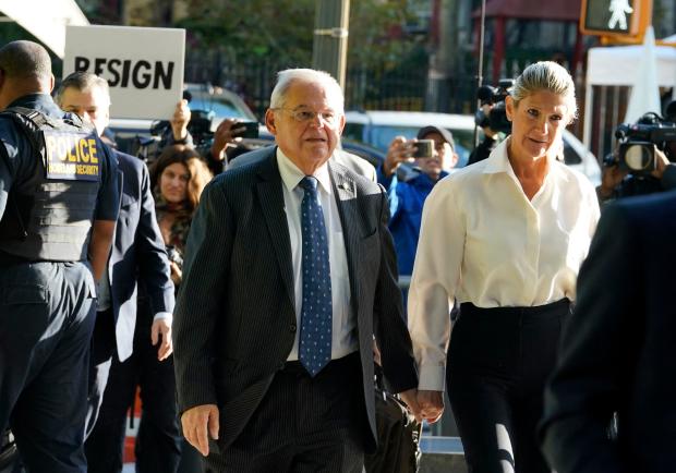 Sen. Bob Menendez, Democrat of New Jersey, and his wife Nadine arrive at the U.S. district court in New York City on Sept. 27, 2023. 