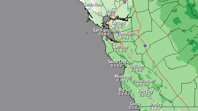 Possible weekend rain map for Bay Area 