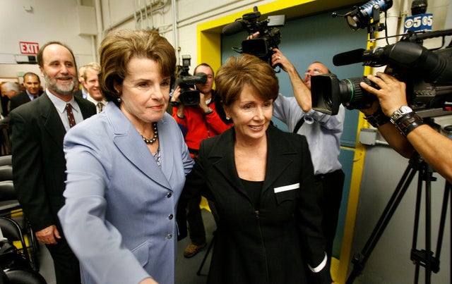 Sen. Dianne Feinstein and Rep. Nancy Pelosi arrive for an event in, San Francisco on Oct. 27, 2006. 
