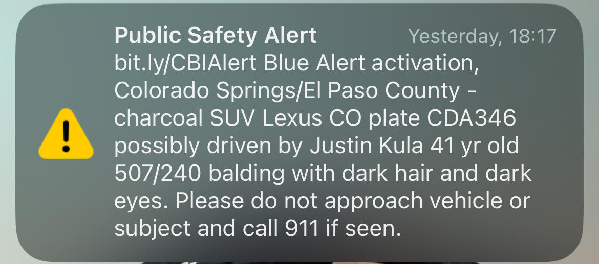 Colorado cellphones received a Blue Alert on Thursday. What are those ...