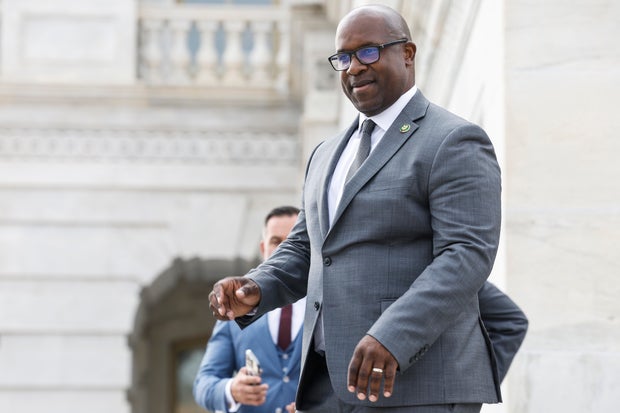 Rep. Jamaal Bowman leaves the U.S. Capitol Building on May 23, 2023.