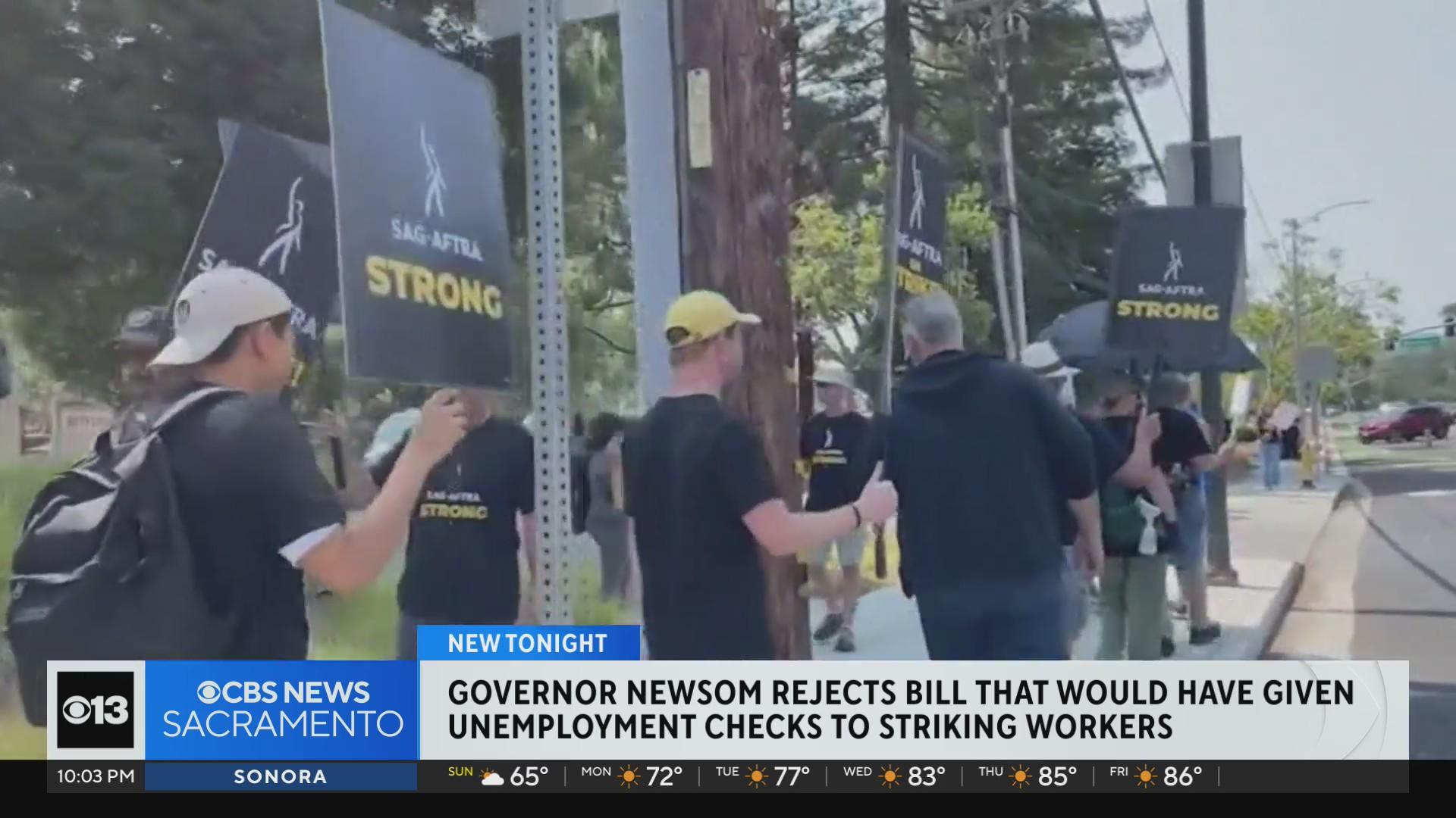 Newsom vetoes striking worker unemployment bill - CBS Sacramento