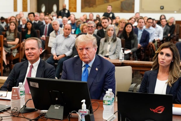 Former President Donald Trump sits in a courtroom at New York Supreme Court, Monday, Oct. 2, 2023, in New York.