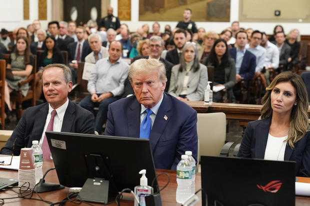 Former President Donald Trump sits in a courtroom at New York Supreme Court, Monday, Oct. 2, 2023, in New York. 
