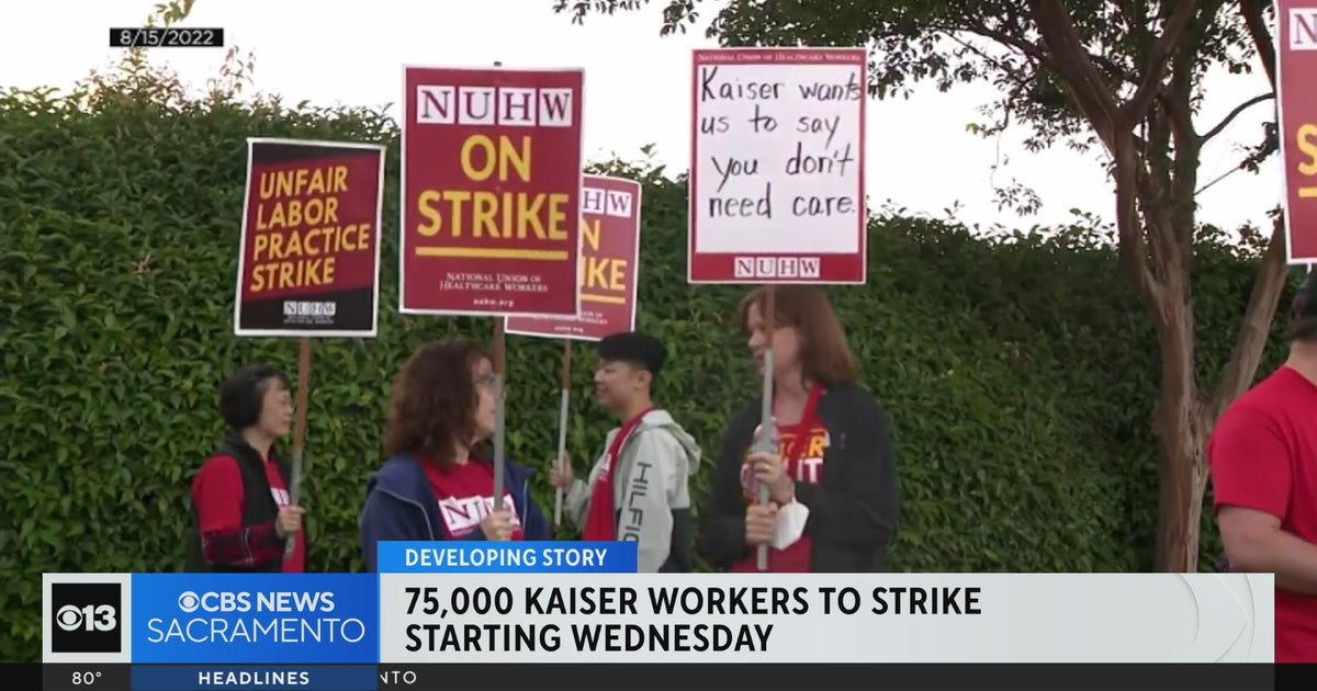 75,000 Kaiser workers to strike starting Wednesday - CBS Sacramento