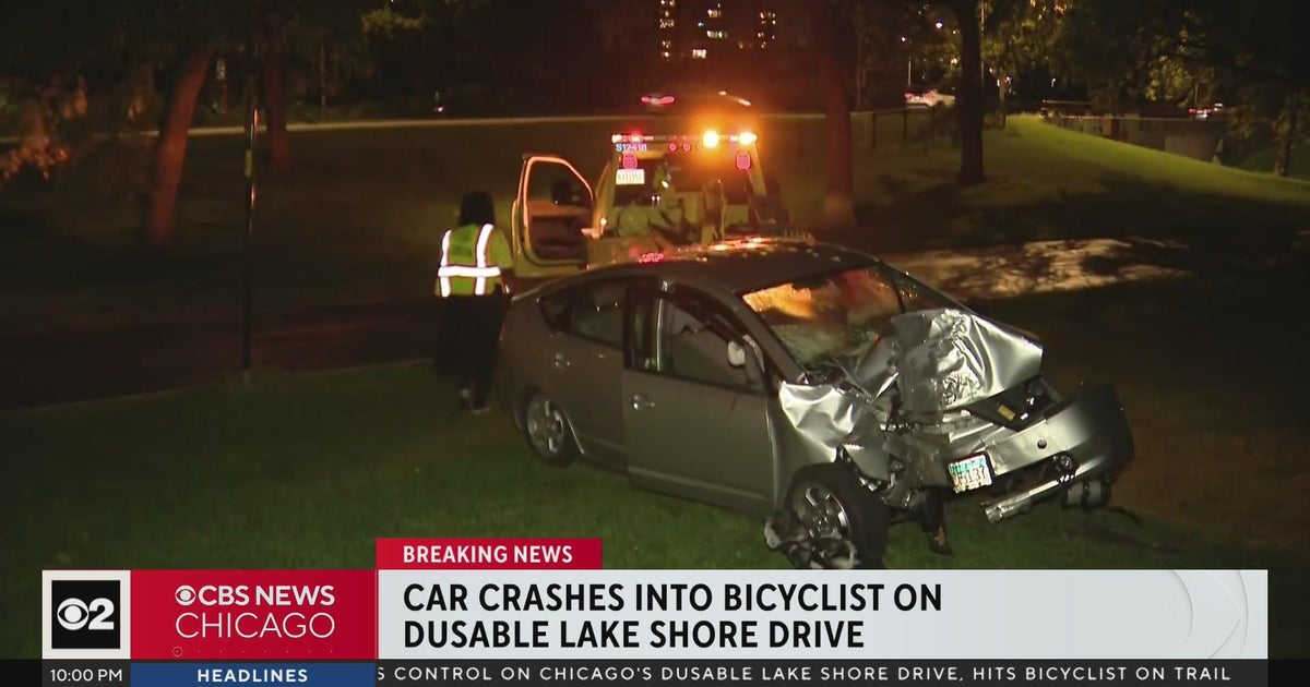 Car crashes into bicyclist on DuSable Lake Shore Drive - CBS Chicago