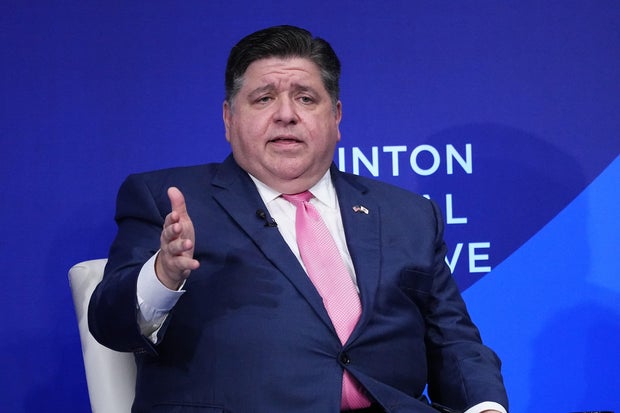 Illinois Gov. J. B. Pritzker speaks during the Clinton Global Initiative meeting on Sept. 19, 2023, in New York City.