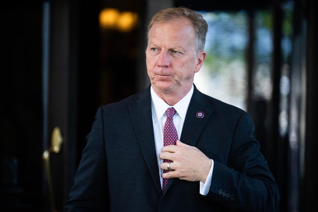 Rep. Kevin Hern leaves a meeting of the House Republican Conference at the Capitol Hill Club on Wednesday, July 26, 2023.