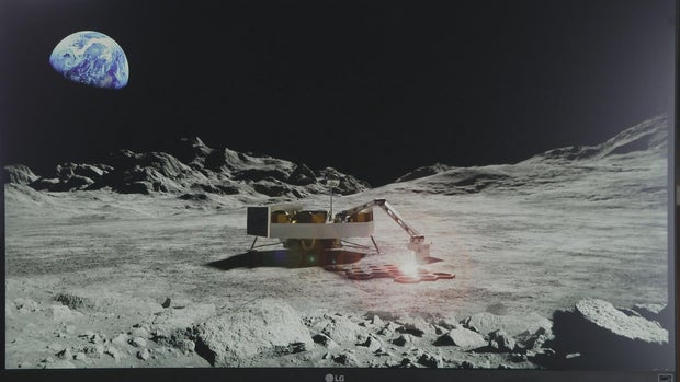 Rendering of 3D printing on the moon