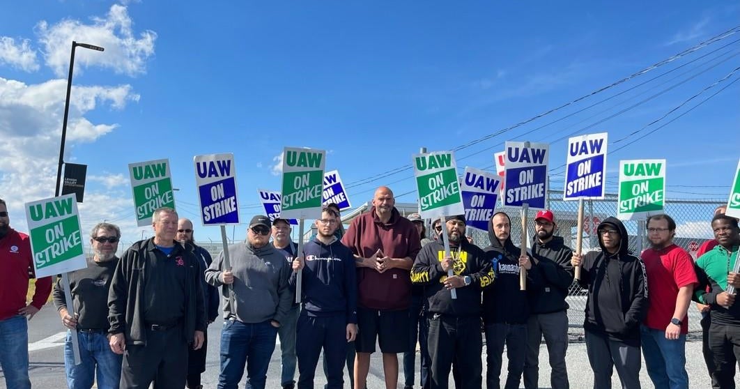 Sen John Fetterman walks UAW picket line in Macungie Pa Sen John Fetterman walks UAW picket line in Macungie Pa
