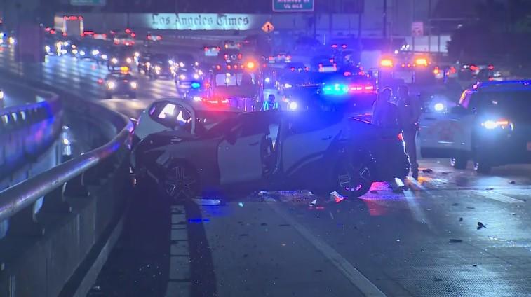 1 killed, 3 injured in wrong-way crash on the 10 Freeway in downtown LA ...