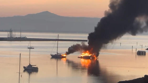 South San Francisco Oyster Point boats on fire 