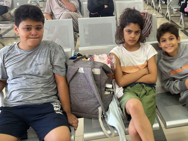 Palestinian-American Laila Bseisso's three children, Hassan, 12; Nada, 10; and Mohamed, 7, pose for a photo. 