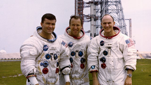 Apollo 13 Astronauts Fred Haise, Jim Lovell, and Ken Mattingly. 