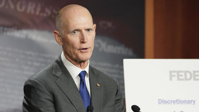 Senator Rick Scott speaks during a news conference on Wednesday, Dec. 14, 2022, on Capitol Hill in Washington. 