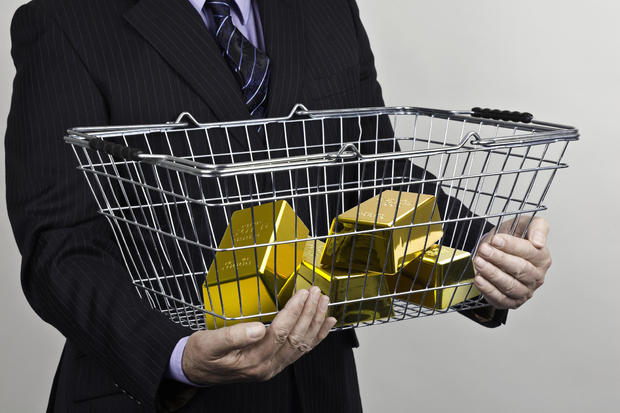 Supermarket basket of gold bullion 