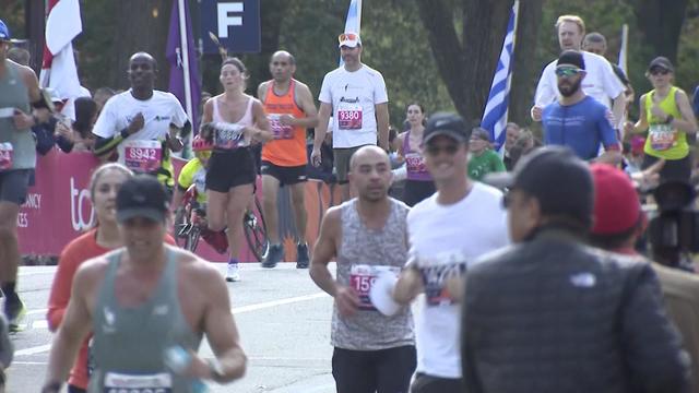 Runners participate in the TCS New York City Marathon on Nov. 5, 2023. 