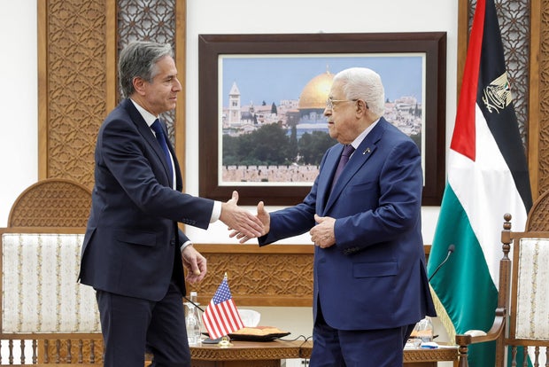 U.S. Secretary of State Blinken meets with Palestinian President Abbas in Ramallah in the Israeli-occupied West Bank