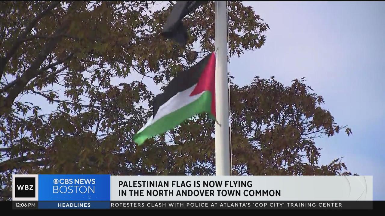 North Andover raises Palestinian flag on town common after free