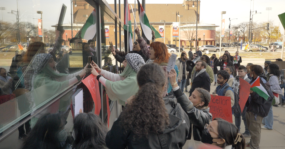 Pro-Palestinian students protest U of I Trustees meeting - CBS Chicago