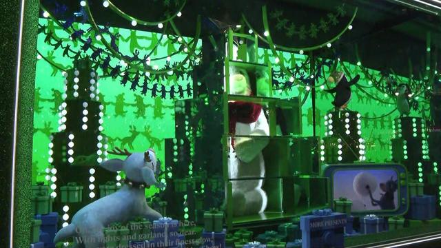 A holiday window display in Macy's Herald Square 