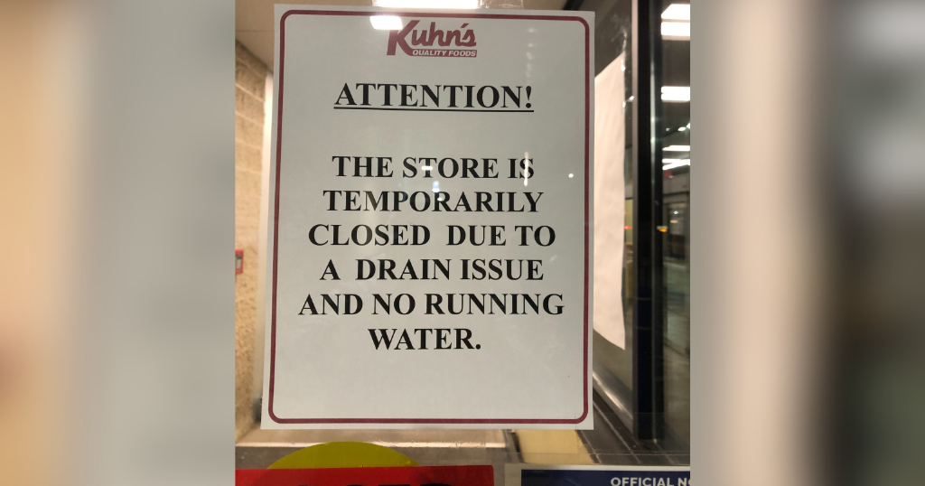 Pittsburgh Kuhns shut down for active sewage backup Pittsburgh Kuhns shut down for active sewage backup