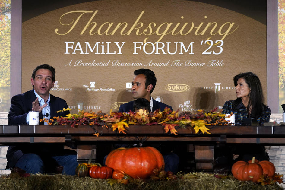 Miscarriages, abortion and Thanksgiving – DeSantis, Haley and Ramaswamy talk family and faith at Iowa roundtable