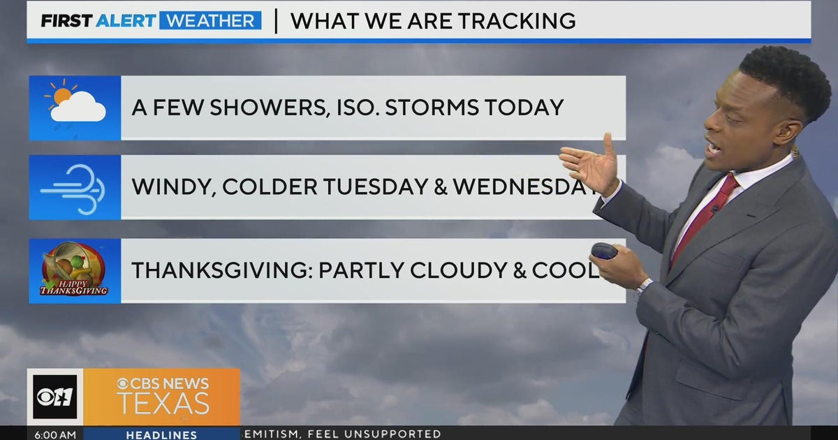 Showers, isolated storms possible Monday - CBS Texas