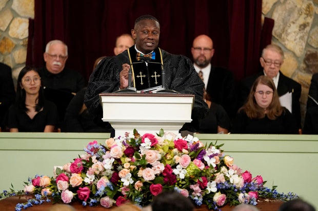 The funeral service for former U.S. first lady Rosalynn Carter, in Plains