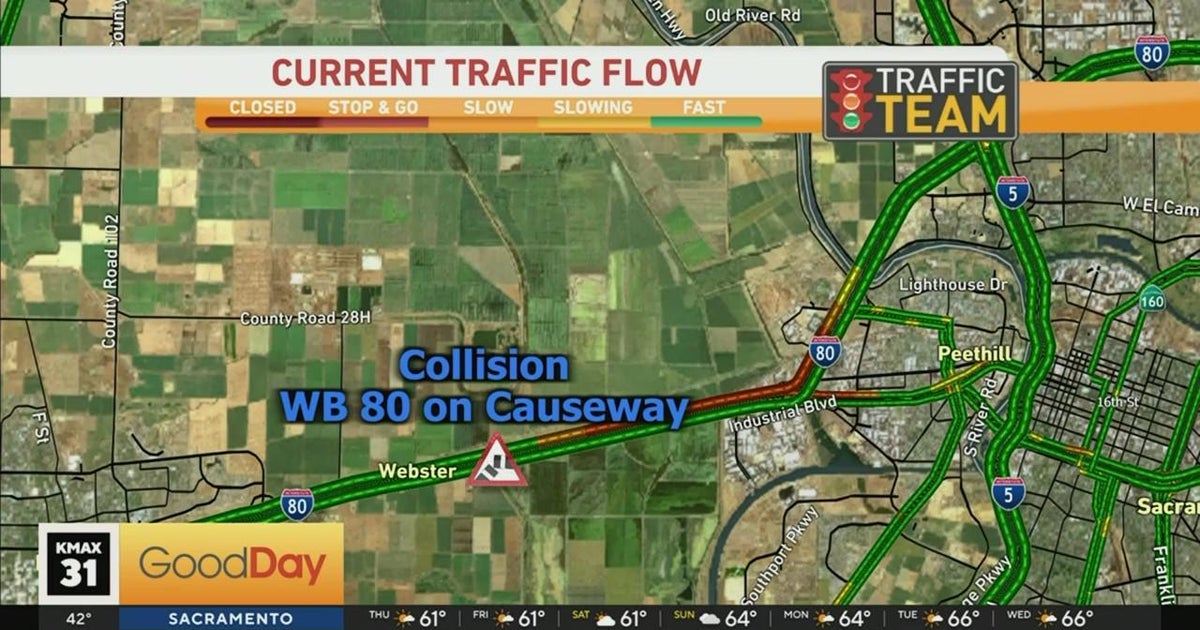 Major slowdown on Yolo Causeway to Davis due to crash