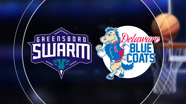 A graphic with the Greensboro Swarm logo and the Delaware Blue Coats logo 