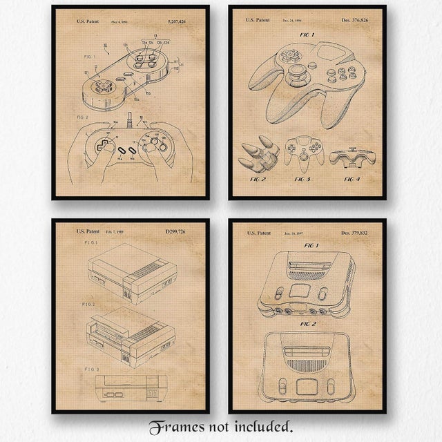Vintage Video Games Console Controller Patent Prints