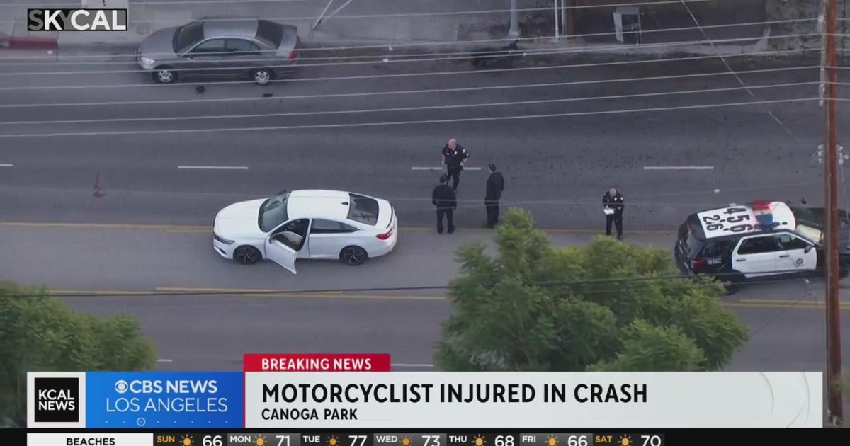 Motorcyclist hurt after crash with car in Canoga Park CBS Los Angeles