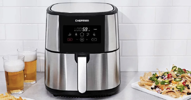Chefman Turbo Fry Stainless Steel Air Fryer with Basket Divider, 8 Quart 