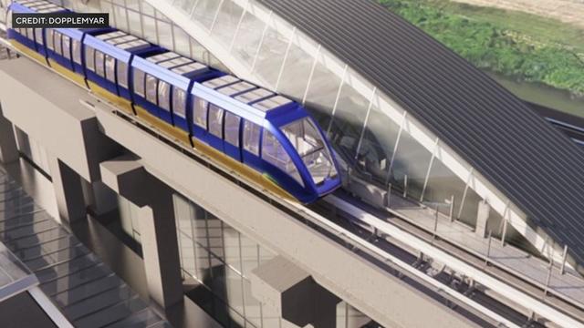 An artist's rendering of a new AirTrain at Newark Airport. 