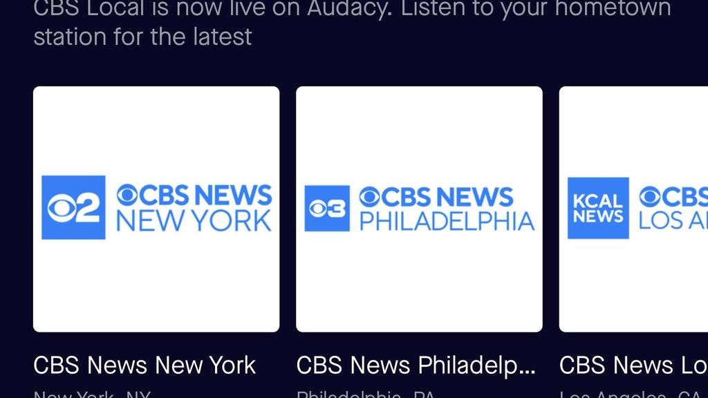 CBS News local audio streams are now available on the Audacy app