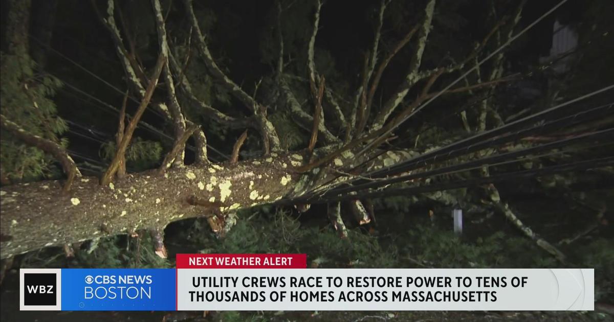 Utility crews work to restore power across Massachusetts after storm