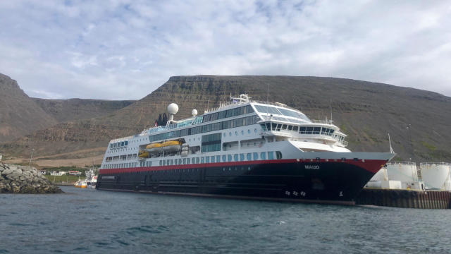 A handout image of the Norwegian cruise ship MS Maud, in Westfjords 