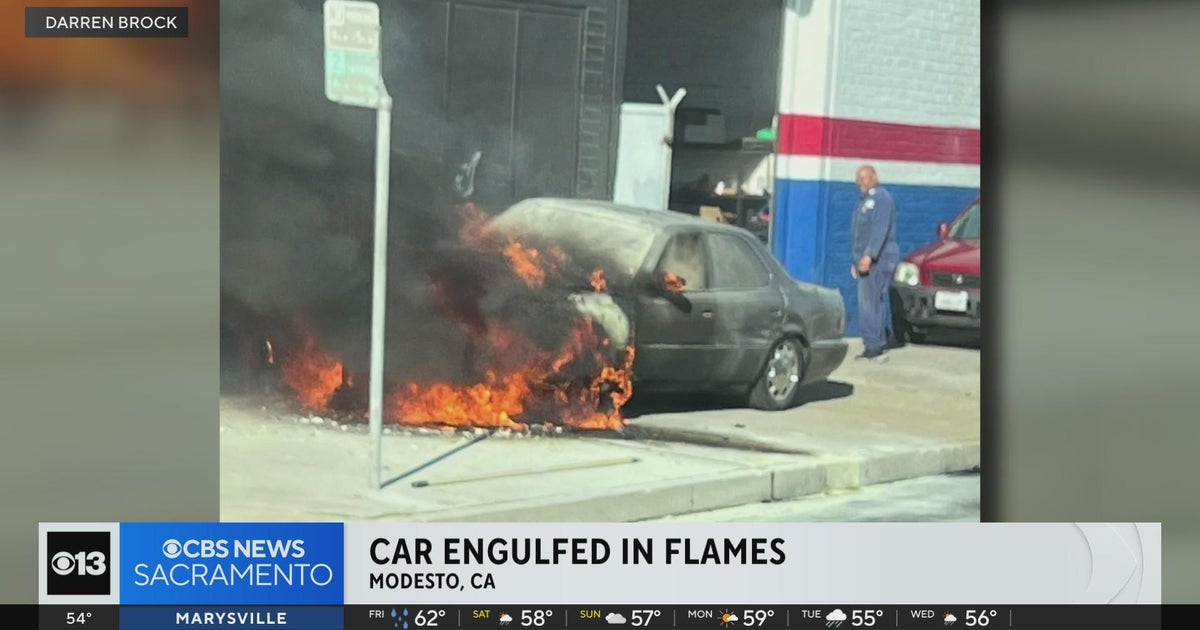 Images show car engulfed in flames in Modesto