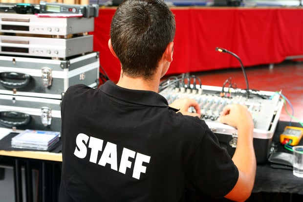 T-shirt marked staff