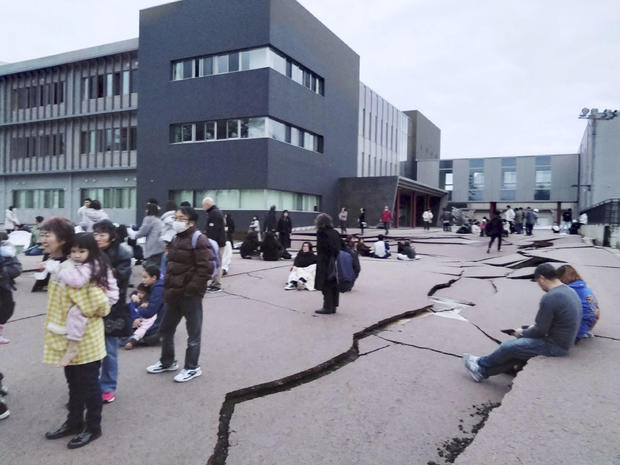 Road cracks caused by an earthquake is seen in Wajima, Ishikawa prefecture, Japan 