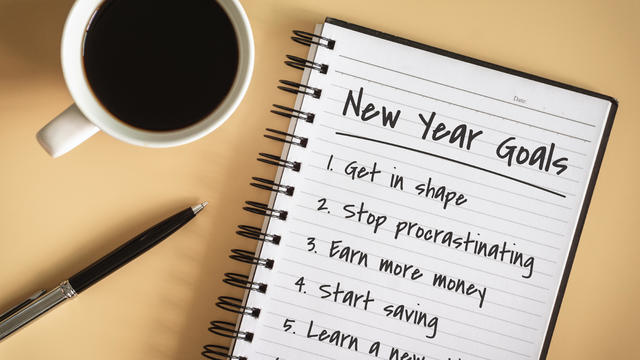 New Year Goals Written on Notebook 