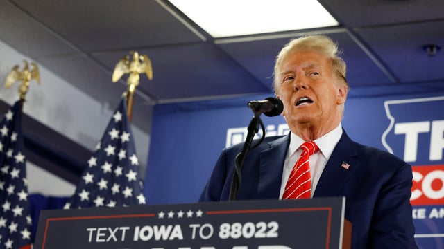 Former President Donald Trump speaks at a campaign event on Jan. 6, 2024, in Newton, Iowa. 