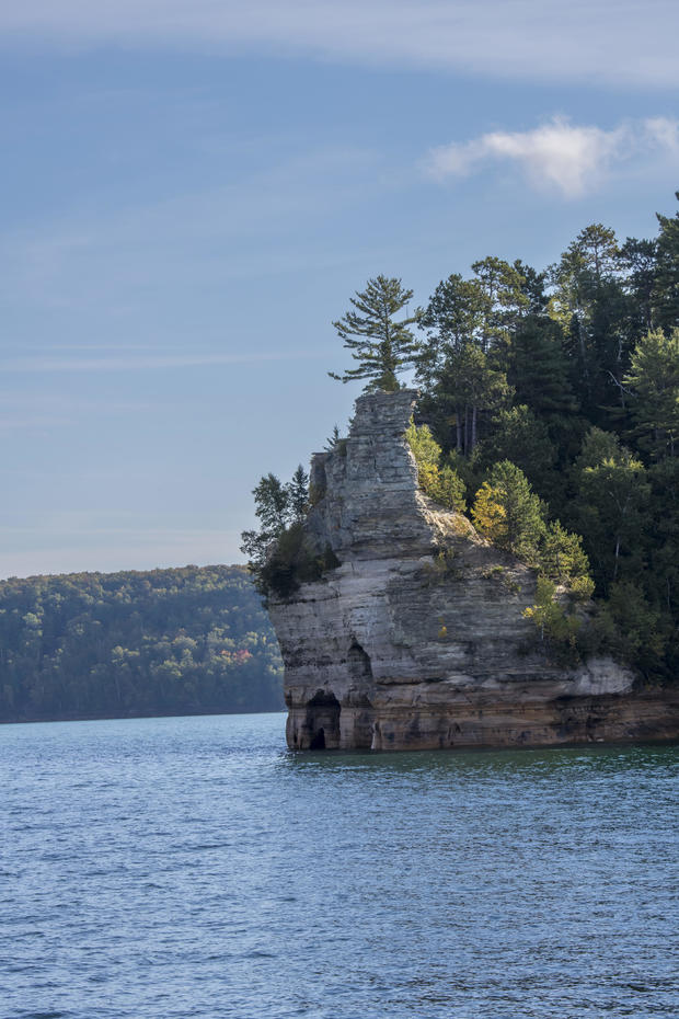 Munising, Michigan, Miner's Castle in the Pictured Rocks National Lakeshore on Lake Superior in the Upper Peninsula of Michigan. 