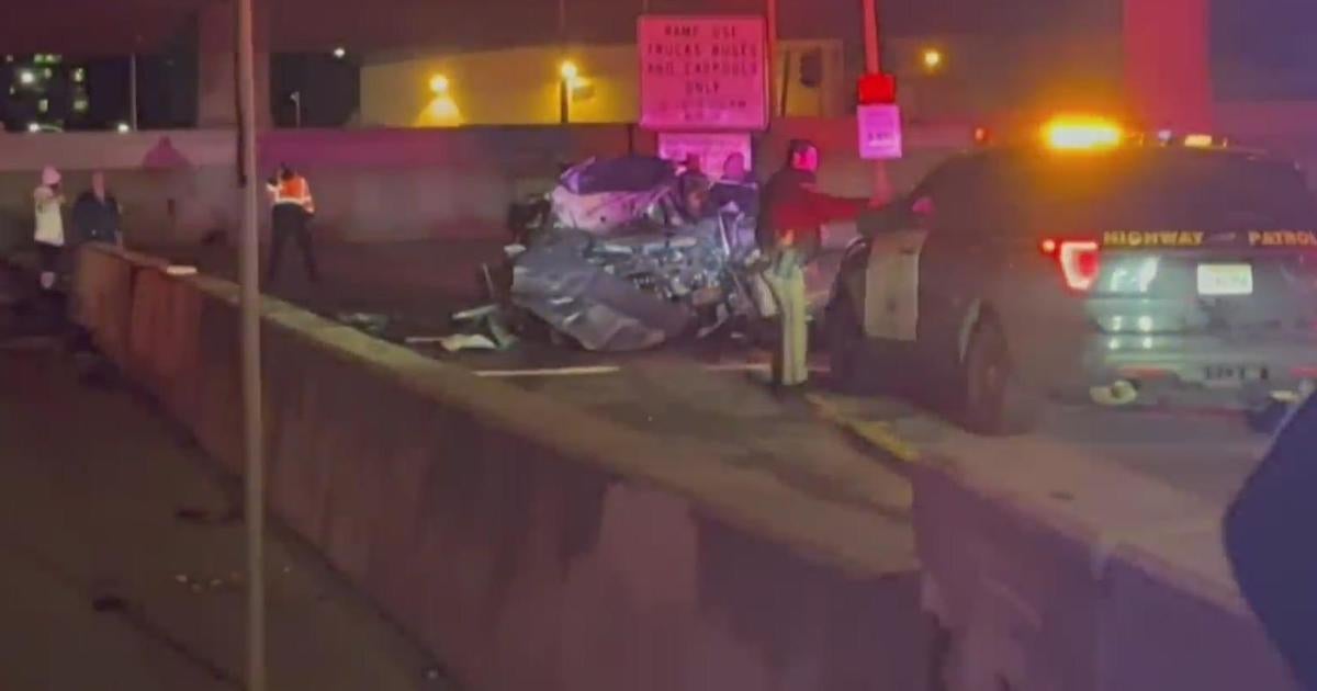 Cars flies off highway offramp into building in San Francisco - CBS San ...