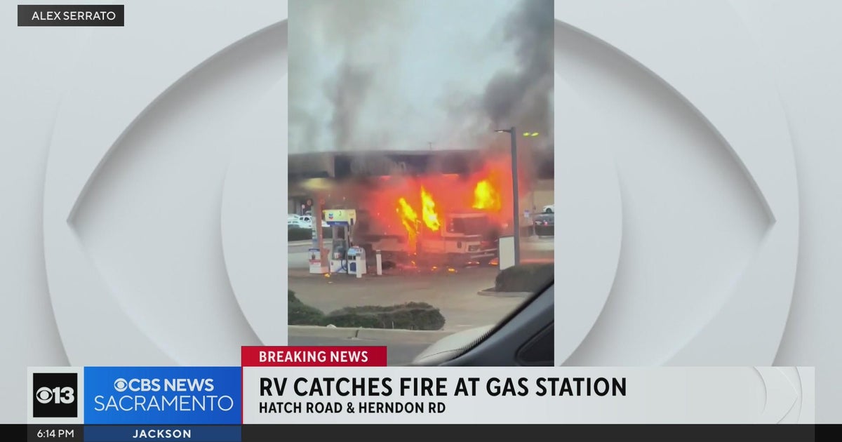 RV catches fire at gas station in Ceres area