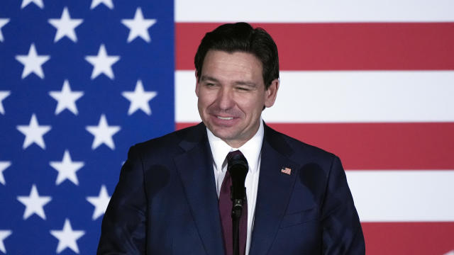 Florida Gov. Ron DeSantis speaks to supporters during a caucus night party on Monday, Jan. 15, 2024, in West Des Moines, Iowa. 
